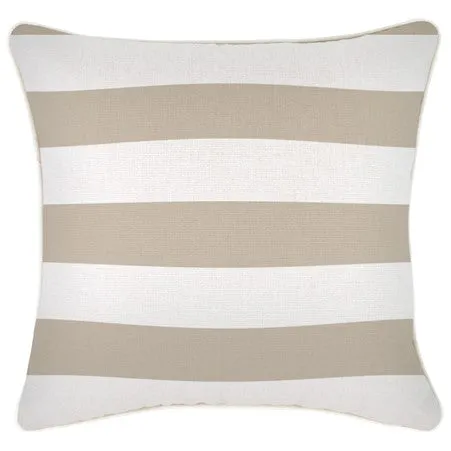 © Beige deck stripe with piping square cushion