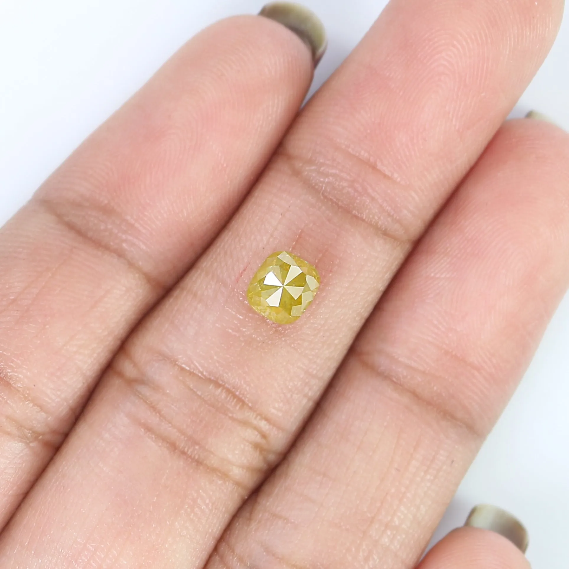 0.87 CT Natural Loose Cushion Shape Diamond Yellow Color Cushion Cut Diamond 5.20 MM Natural Loose Diamond Cushion Rose Cut Diamond LQ1614