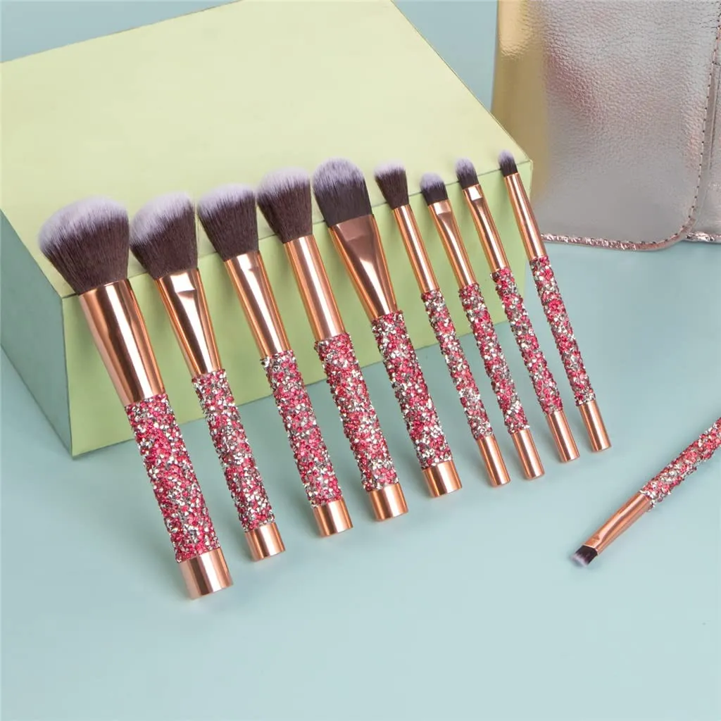 10 Makeup Brushes with Handle Loose Powder Eyeshadow Brush Beauty Tools(Blue)