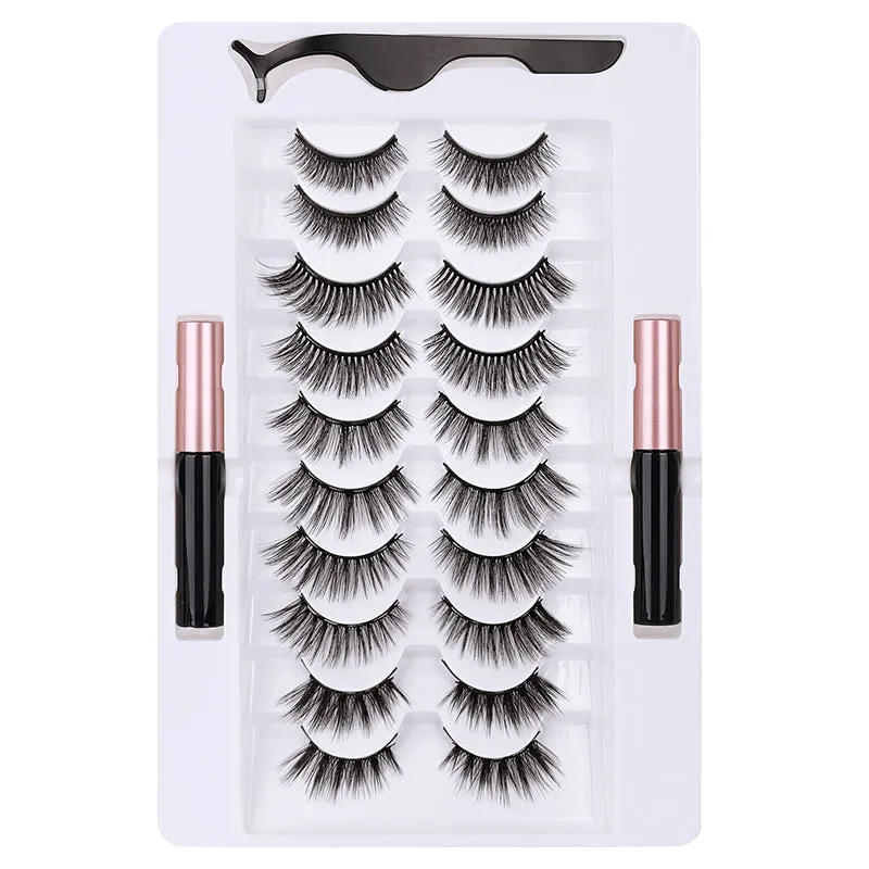 10 Pairs Magnetic Eyelashes with Eyeliner Kit, Natural Look & Glamnetic False Lashes with Applicator
