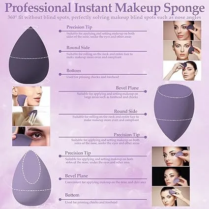 14-Piece Makeup Sponge Set Makeup Sponge Mixer 7 Powder Puffs 4 Mini Makeup Sponges and 3 Finger-Wrapped Makeup Sponges for Liquid Foundation Powder Concealer and Cream.