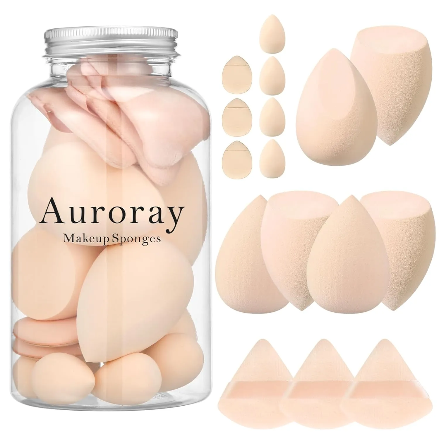 16PCS Makeup Sponges with 3PCS Concealer Mini Make Up Sponge Puff, 3PCS Powder Puff, 4PCS Mini Makeup Blender Sponges