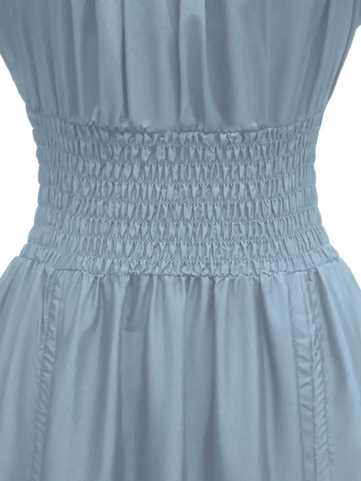 1930s Square Neck Wrinkles Puff Sleeves Dress
