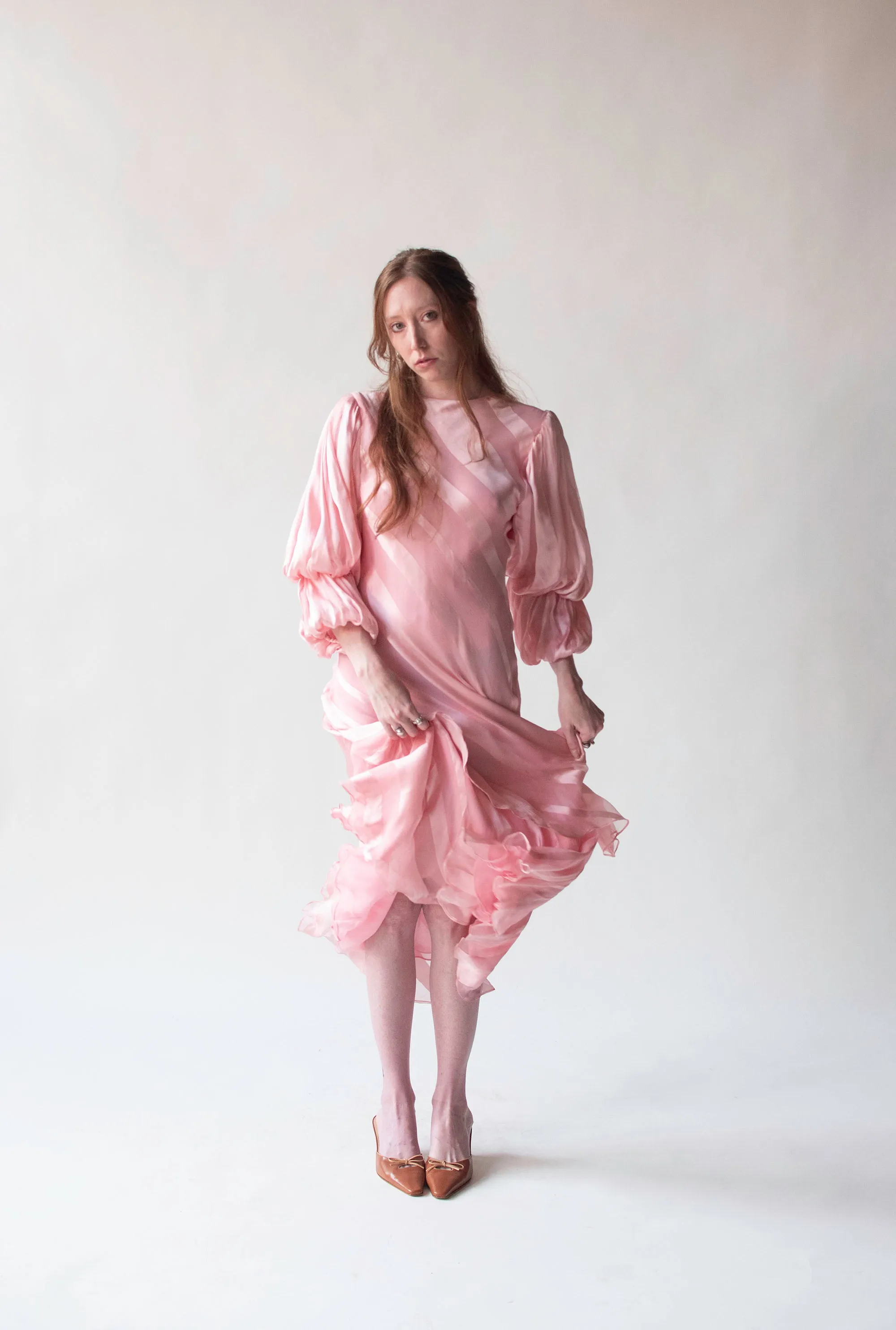 1980s Pink Silk Dress