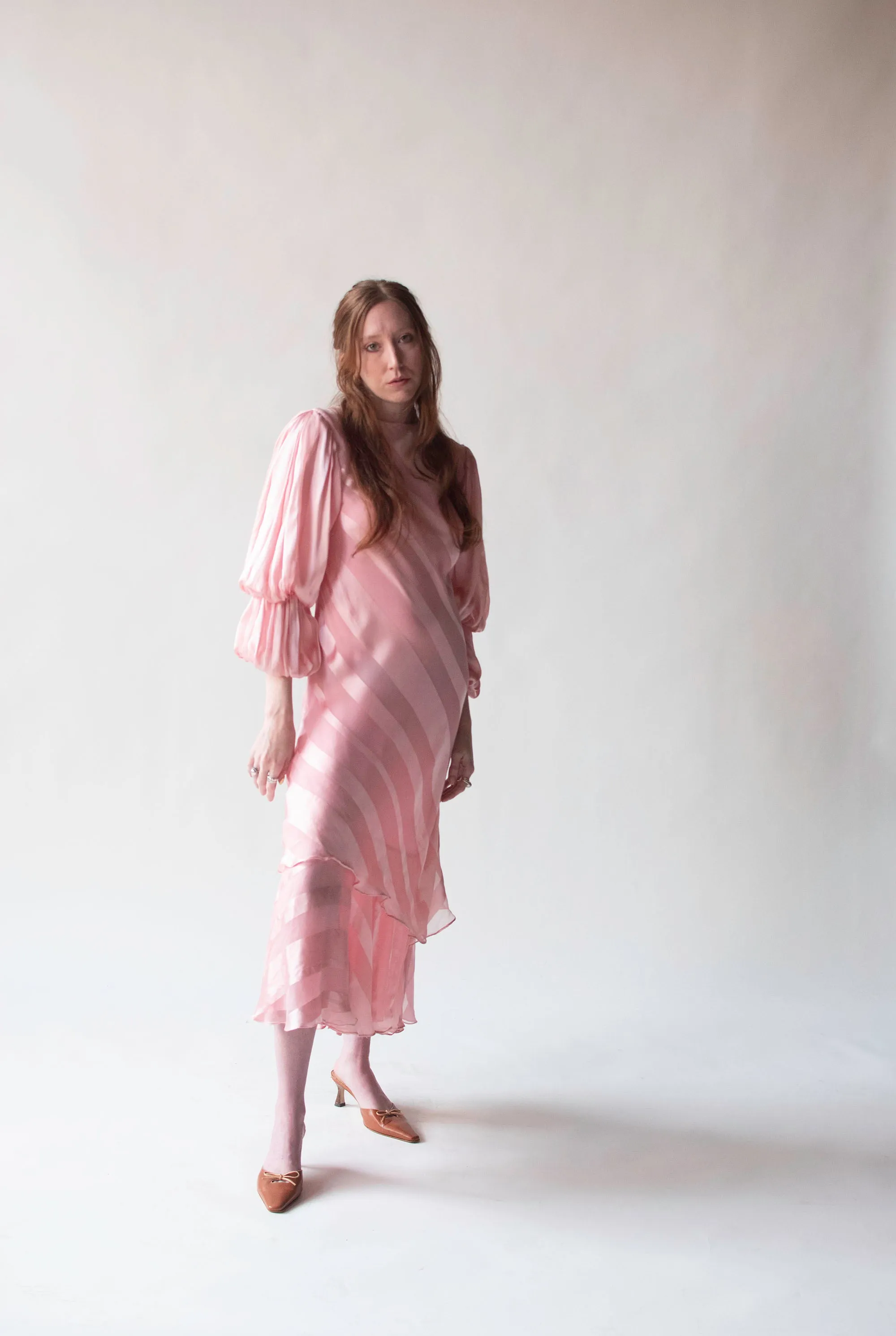 1980s Pink Silk Dress