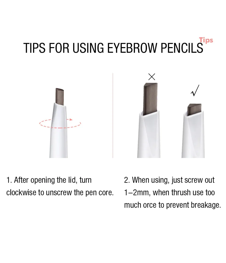 1pc Ultra Slim Triangle Eyebrow Pencil / Waterproof Smudge Eyebrows Pen Tattoo Cosmetics Dark Brown Grey Color