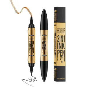 2 in 1 Eyebrow Microblading Pen, 2024 New 3D Microblading Eyebrow Pen Tattoo Pencil 4 Fork Tip, Waterproof Magic Microblading Eyebrow Pencil for Natural Makeup Last All Day - 9703#Light Brown