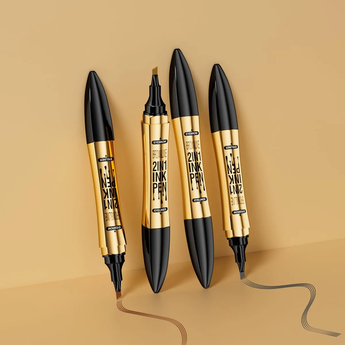 2 in 1 Eyebrow Microblading Pen, 2024 New 3D Microblading Eyebrow Pen Tattoo Pencil 4 Fork Tip, Waterproof Magic Microblading Eyebrow Pencil for Natural Makeup Last All Day - 9703#Light Brown