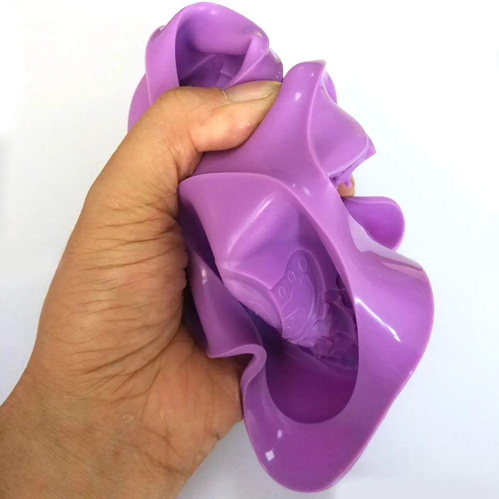 3D 4 Cavities Oval Butterfly Flower Silicone Soap Mold DIY Handmade Decoration