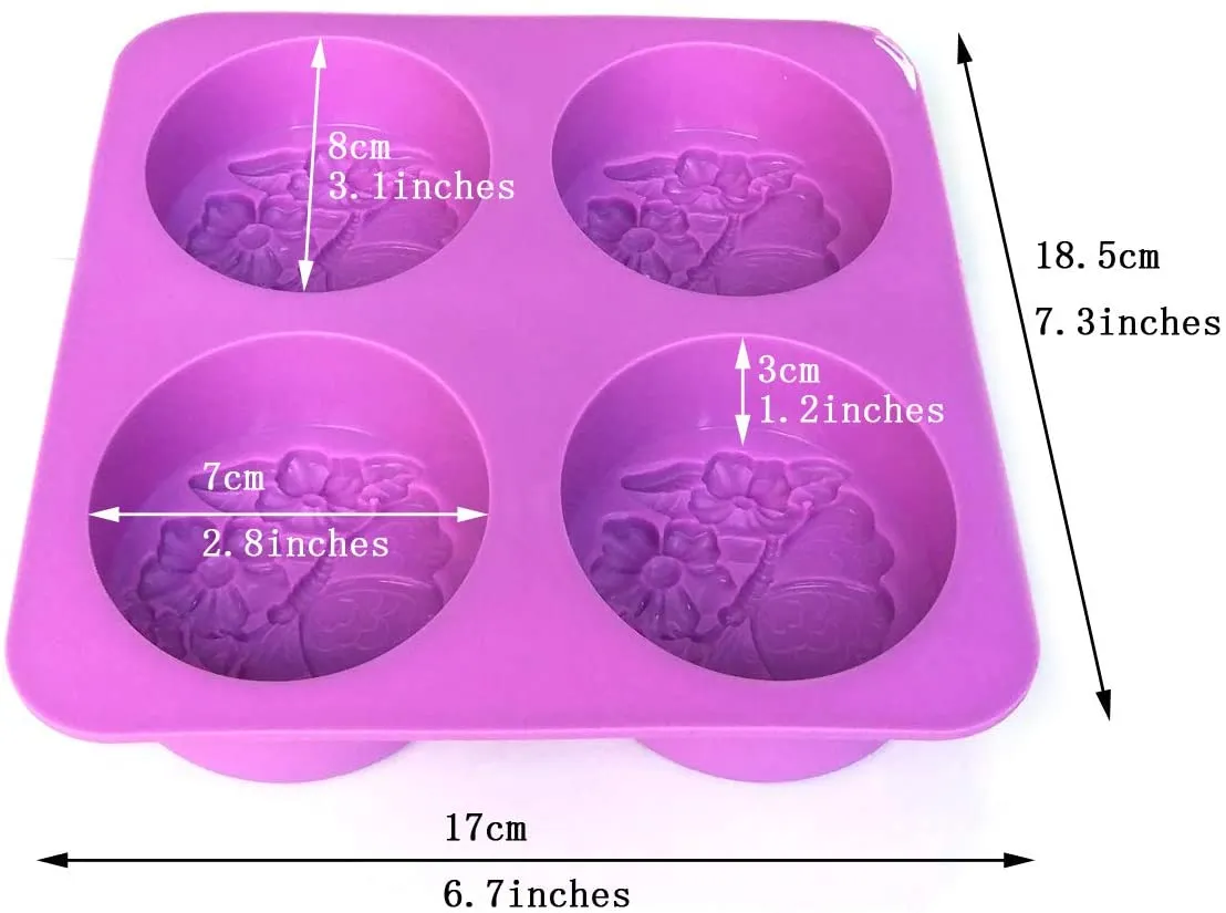 3D 4 Cavities Oval Butterfly Flower Silicone Soap Mold DIY Handmade Decoration