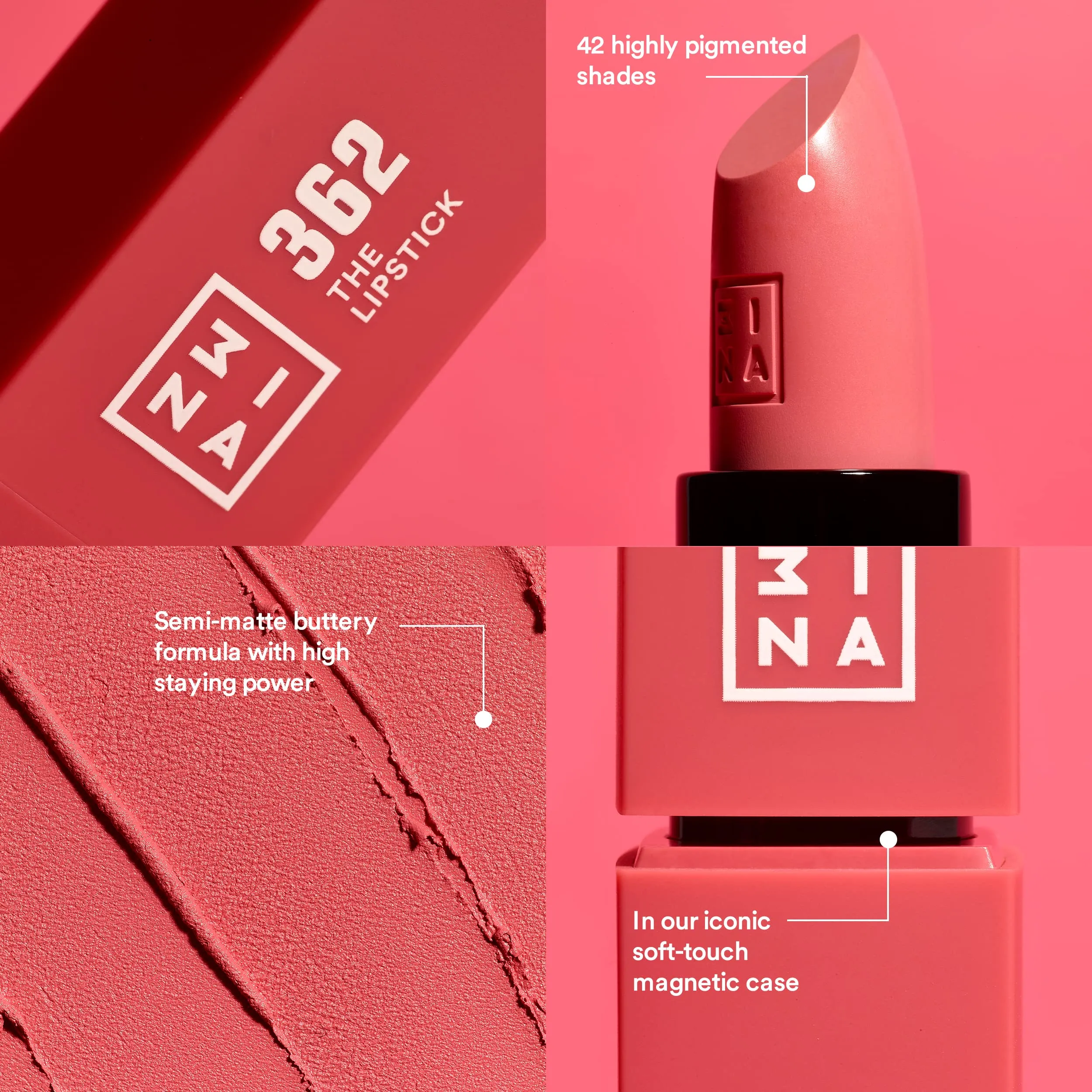 3INA MAKEUP - Vegan - Cruelty Free - The Lipstick 845 - Blue Lipstick - 5h Lasting Lipstick - Highly Pigmented - Matte - Vanilla Scented - Lipstick with Magnetic Cap