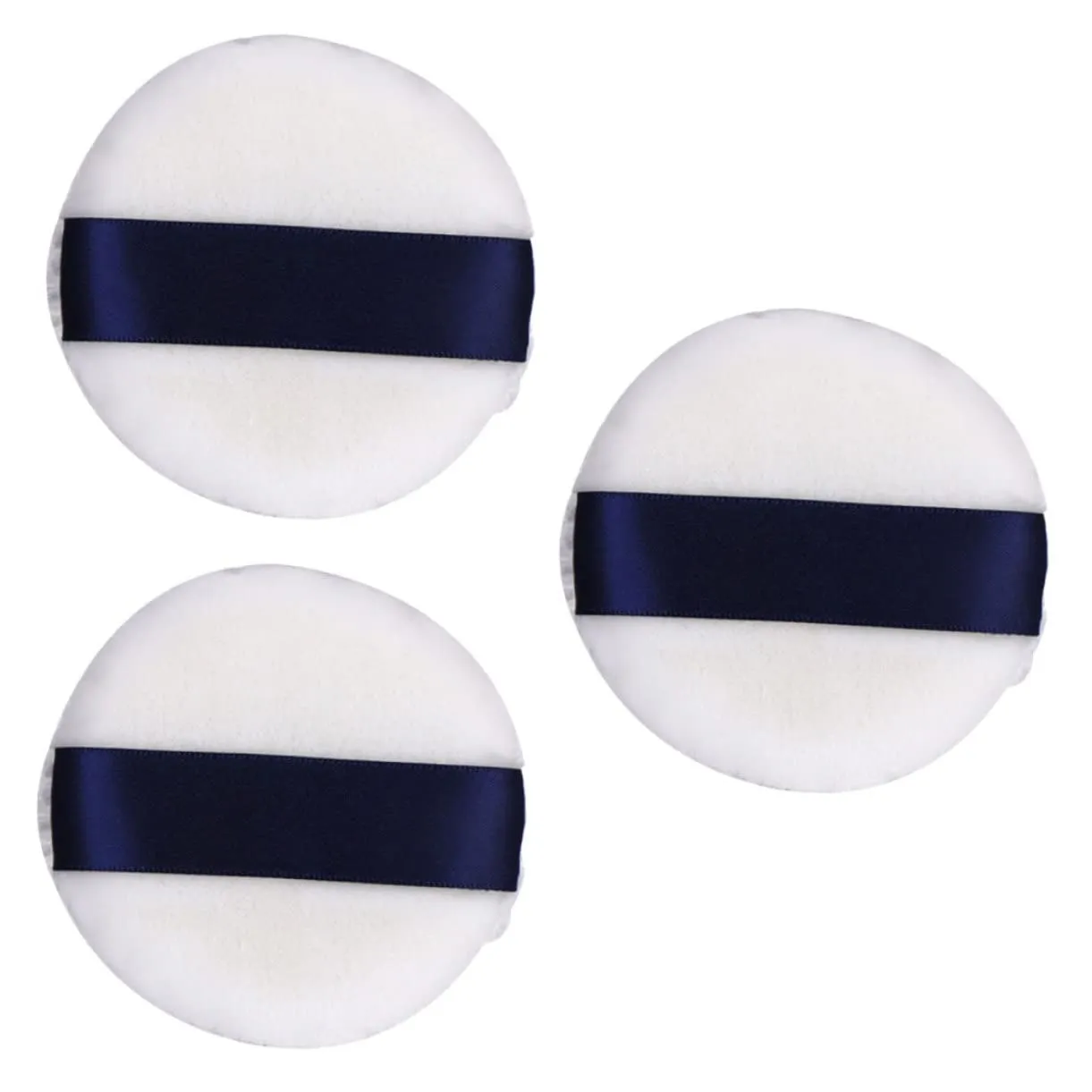 3pcs Soft Fleece Cosmetic Puff for Loose Powder Makeup Gentle Skin Application with Strap for Daily Use and Easy Cleaning Random Color