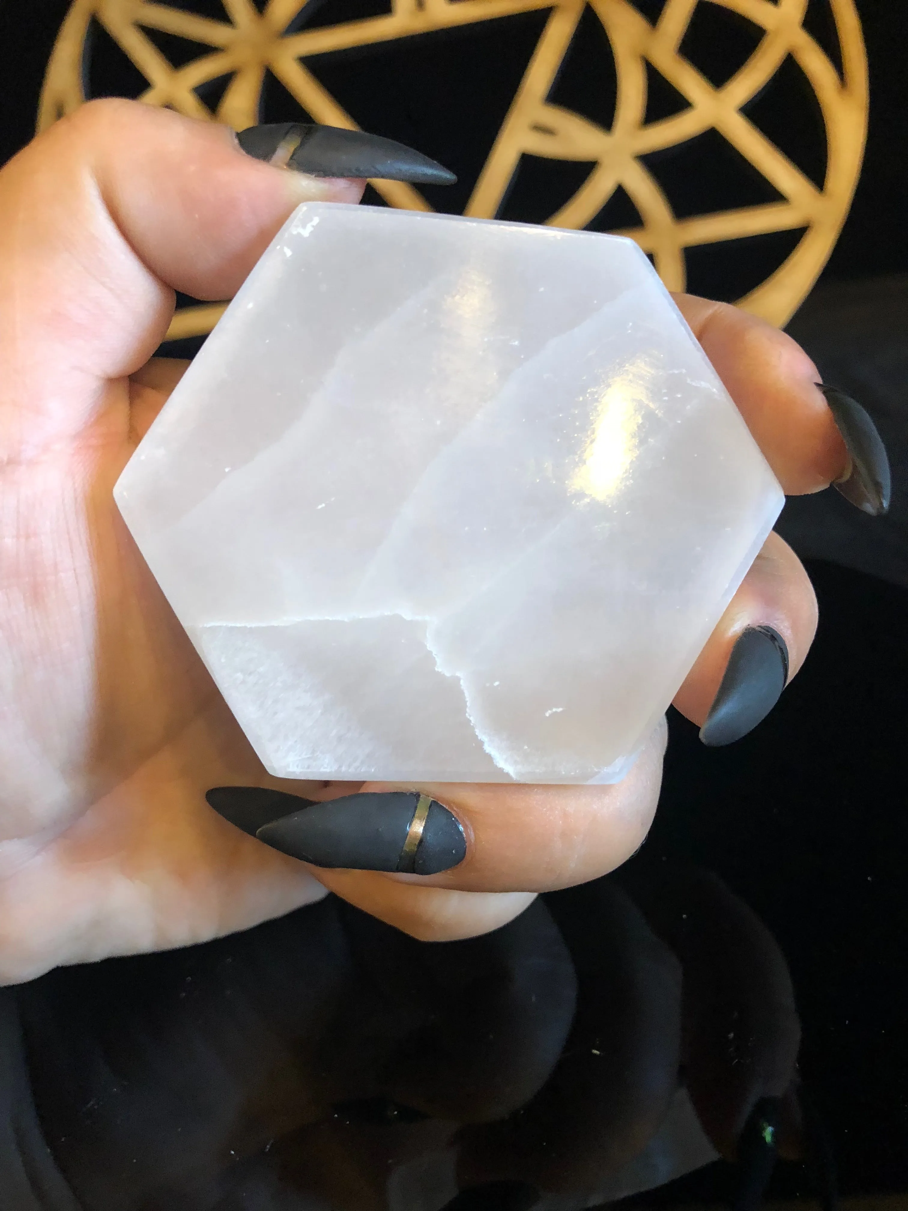 3" Selenite Hexagonal Cleansing Plate