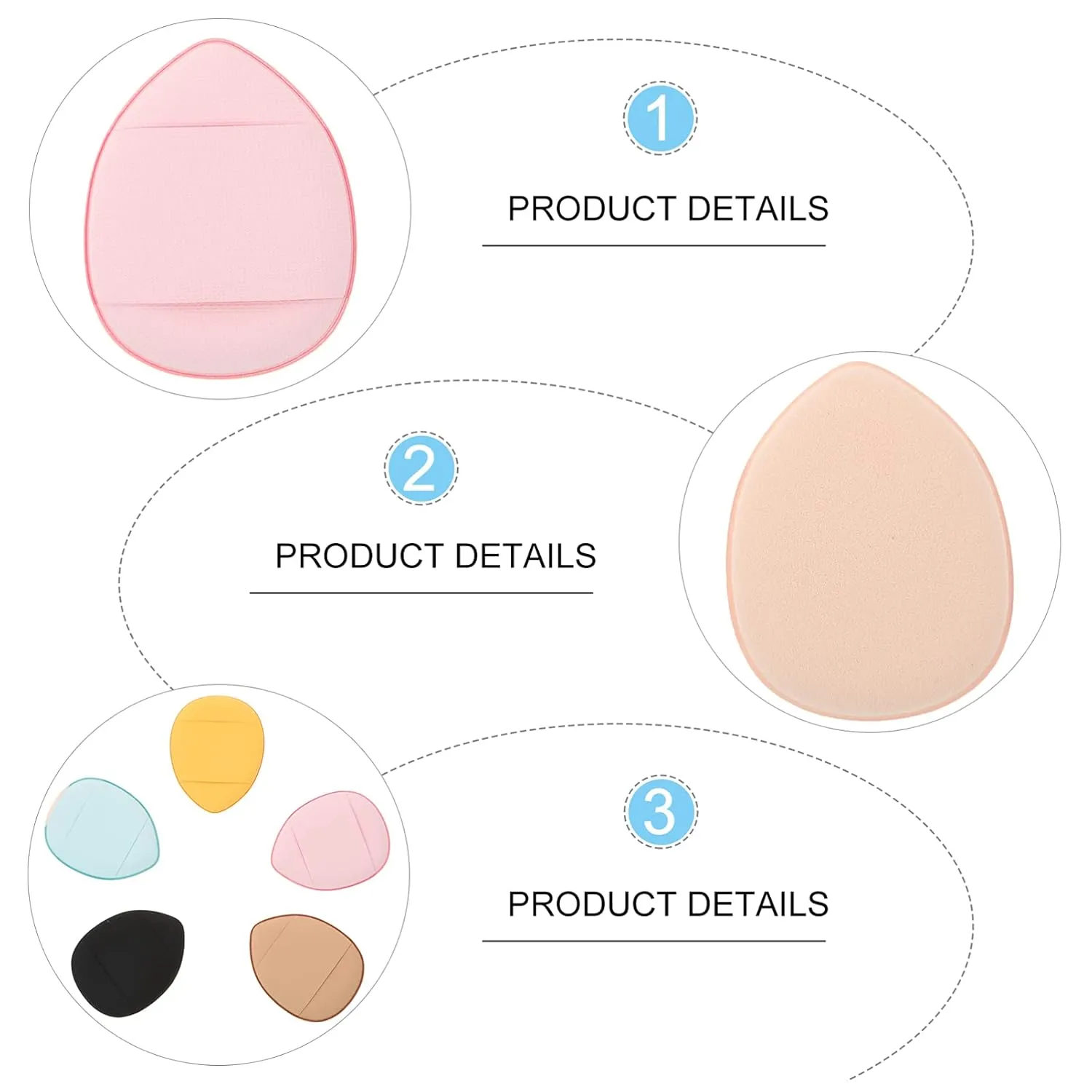 3sets Mini Finger Powder Puff Velour Makeup Applicators for Loose Powder Portable and Washable Cosmetic Sponges for Precise Application and Daily Care