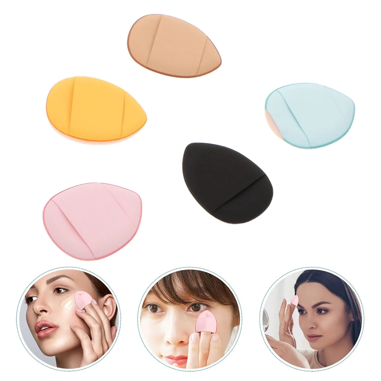 3sets Mini Finger Powder Puff Velour Makeup Applicators for Loose Powder Portable and Washable Cosmetic Sponges for Precise Application and Daily Care