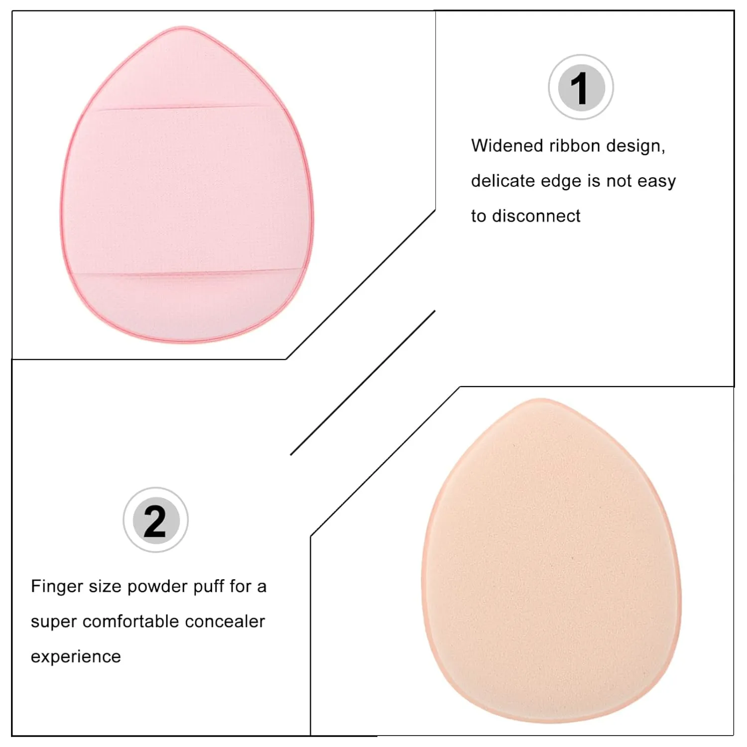 3sets Mini Finger Powder Puff Velour Makeup Applicators for Loose Powder Portable and Washable Cosmetic Sponges for Precise Application and Daily Care