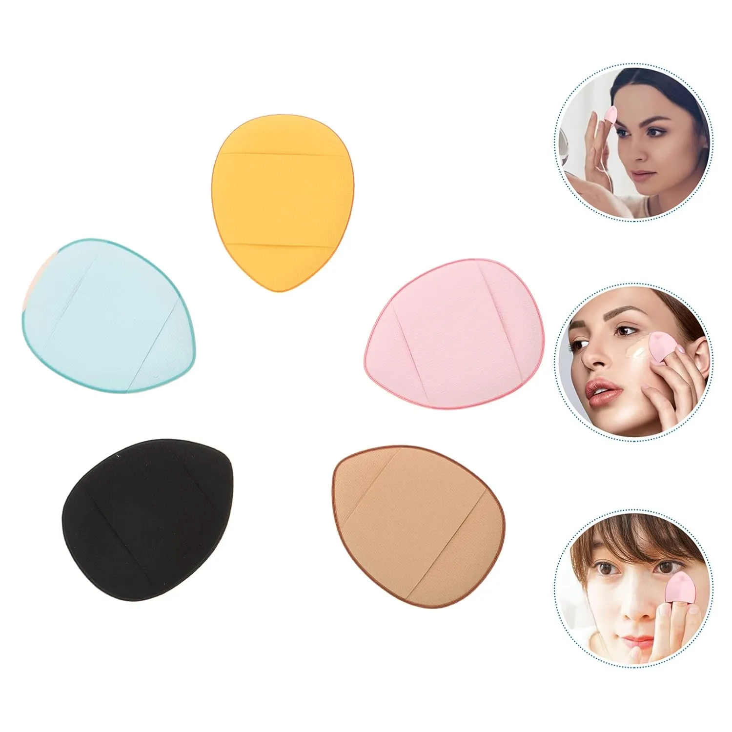 3sets Mini Finger Powder Puff Velour Makeup Applicators for Loose Powder Portable and Washable Cosmetic Sponges for Precise Application and Daily Care