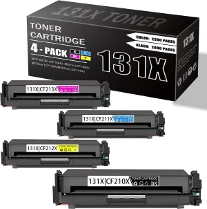 4 Pack (1BK 1C 1M 1Y) Compatible 131X | CF210X CF211X CF212X CF213X Toner Cartridge Replacement for MFP M276n (CF144A) M251n (CF146A) M276nw (CF145A) M251nw (CF147A) Printer Toner.