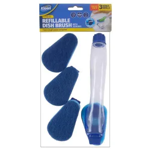 4 Pack Dish Sponge & Scourer With Soap Dispensing Handle Refill Pack