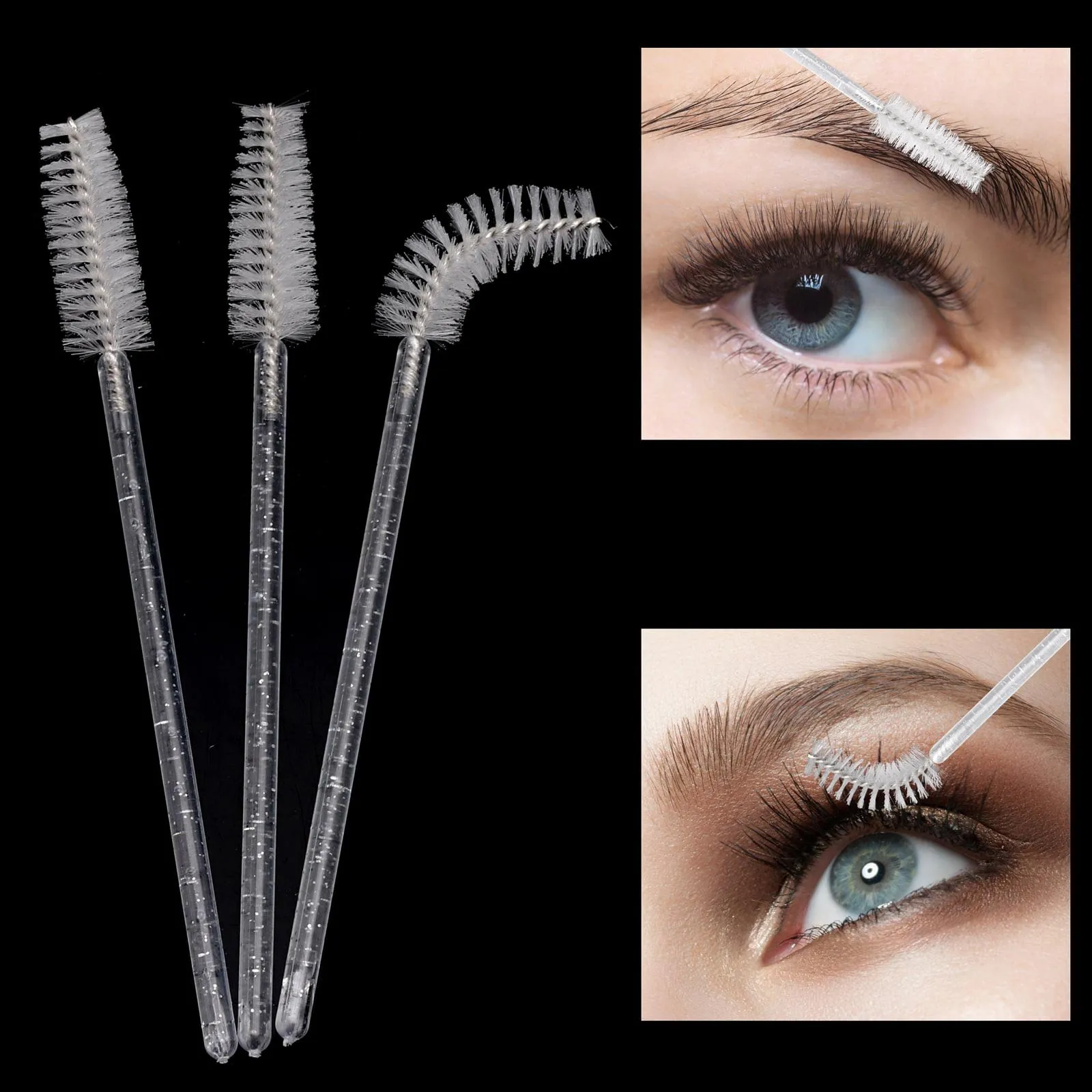 500 Pcs Disposable Mascara Wands, Crystal Spoolies Brush for Eyelash Extensions, Spooly Eyelash Eyebrow Brushes Lash Wand Applicator Makeup Kits