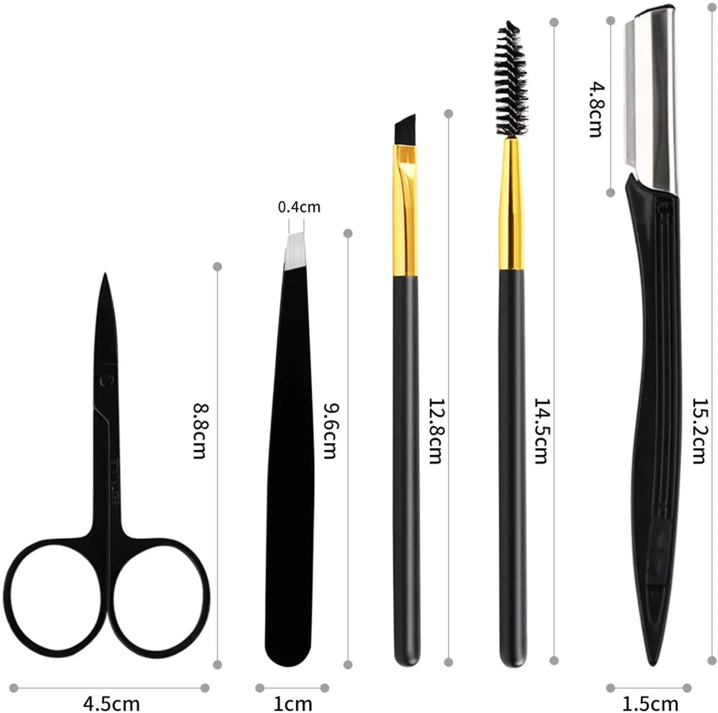 5in1 Eyebrow Tweezers Scissors and Razors Set,Grooming Kit for Women and Men