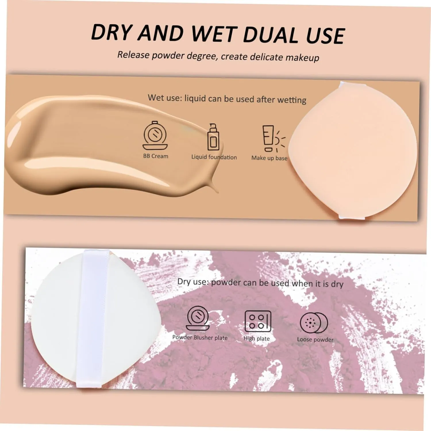 7pcs Dual-sided Makeup Sponges for Foundation and Setting Versatile Applicators for Women for Wet Dry Use Soft Texture for Seamless Blending