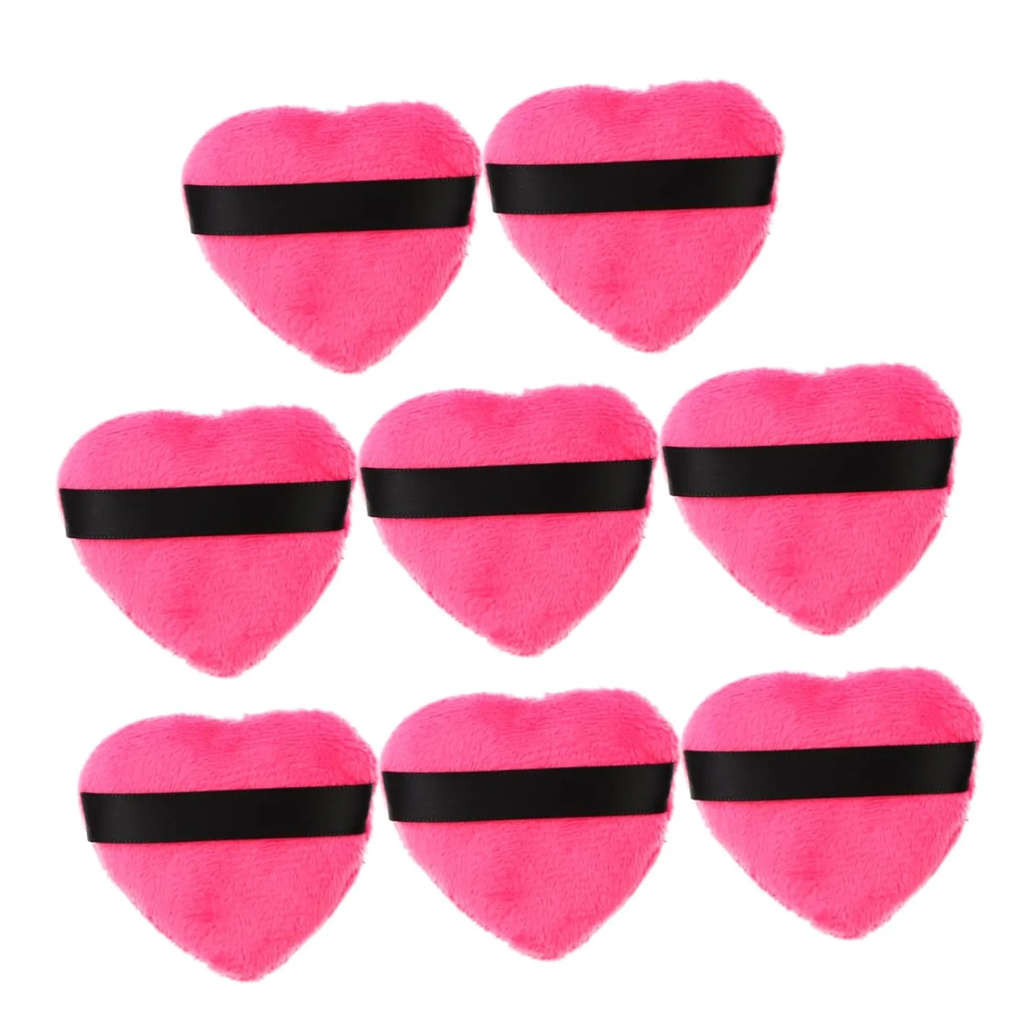 8pcs Heart Shape Makeup Puff Soft Facial Powder with Strap for Loose Powder Foundation Blusher Easy to Clean for Makeup Application