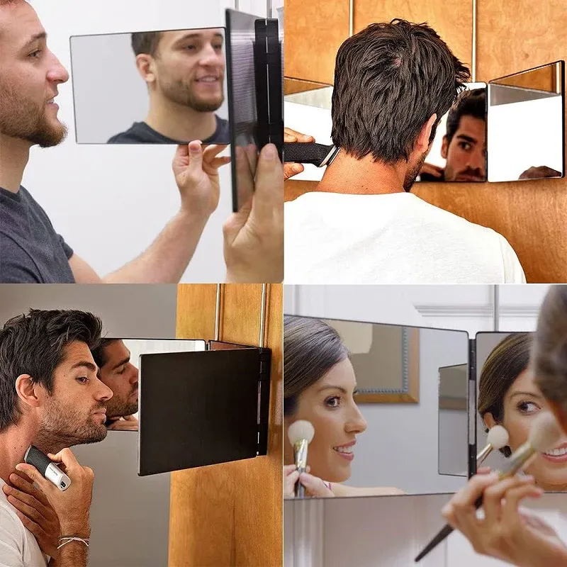 Adjustable Hanging Makeup Three-fold Mirror