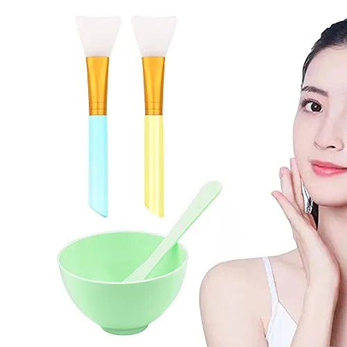 Aivwis Face Mask Mixing Bowl Set, DIY Facemask Mixing Tool Sets, Include Facial Mask Mixing Bowl Stick Spatula Silicone Cream Mask Brushes, Pack of 7 (Green)