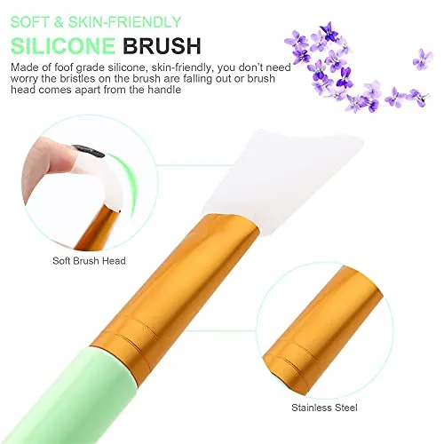Aivwis Face Mask Mixing Bowl Set, DIY Facemask Mixing Tool Sets, Include Facial Mask Mixing Bowl Stick Spatula Silicone Cream Mask Brushes, Pack of 7 (Green)