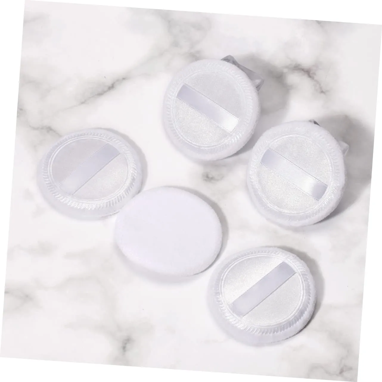 Angoily 5pcs Cotton Powder Puff for Loose Powder Makeup Velour Foundation Applicator for Women for Salon Home Travel Use