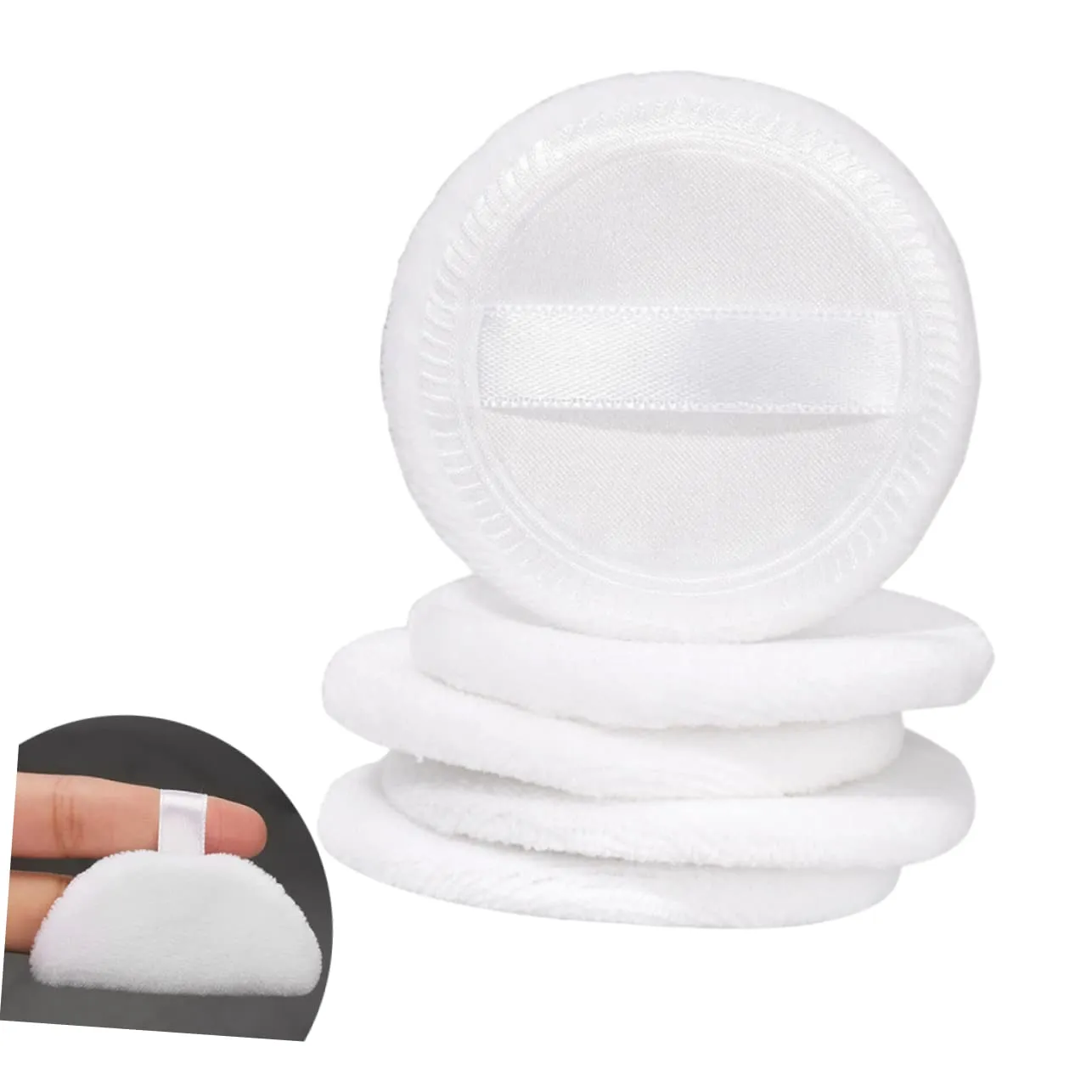 Angoily 5pcs Cotton Powder Puff for Loose Powder Makeup Velour Foundation Applicator for Women for Salon Home Travel Use