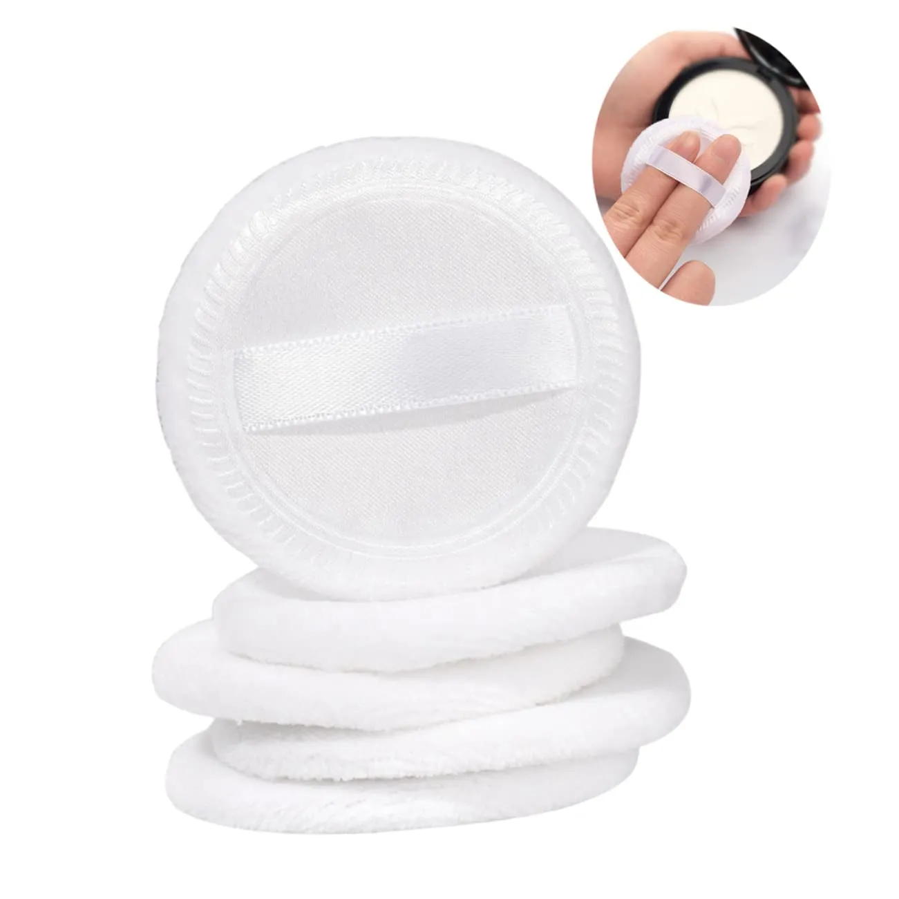 Angoily 5pcs Cotton Powder Puff for Loose Powder Makeup Velour Foundation Applicator for Women for Salon Home Travel Use