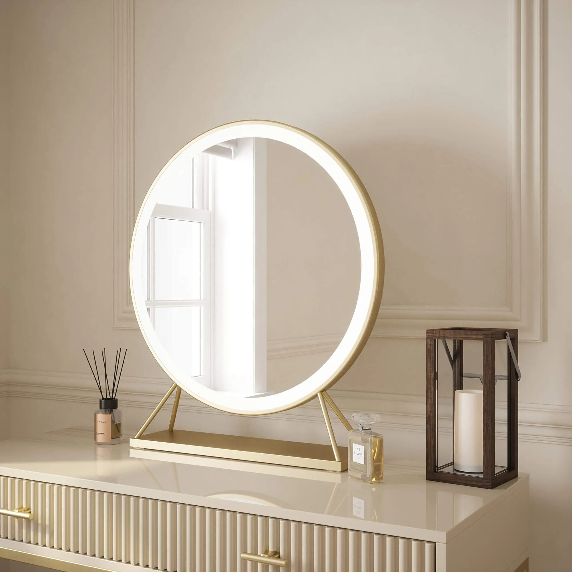Anne Round Hollywood Mirror Gold 60x63cm