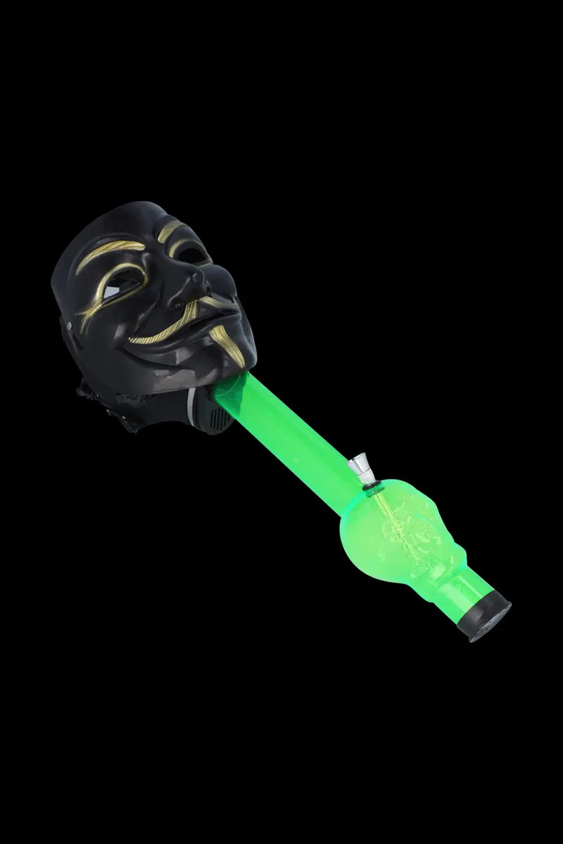 Anonymous Gas Mask Bong with Skull Tube - Black Gold