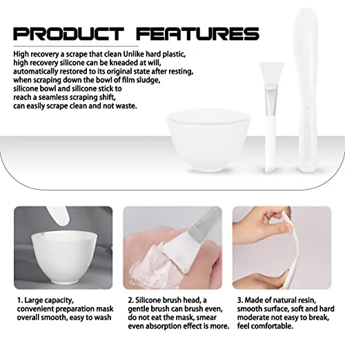 ANRONCH Silicone Face Mask Mixing Bowl Set, 3Pcs DIY Silicone Facial Mask Mixing Tool Kits with Mask Bowl and Stick -Cosmetic Beauty Tool for Home Salon