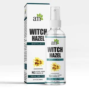 AromaMusk 100% Pure & Natural Witch Hazel Distillate Toner and Astringent, 100ml (No Alcohol, Chemical & Paraben Free )