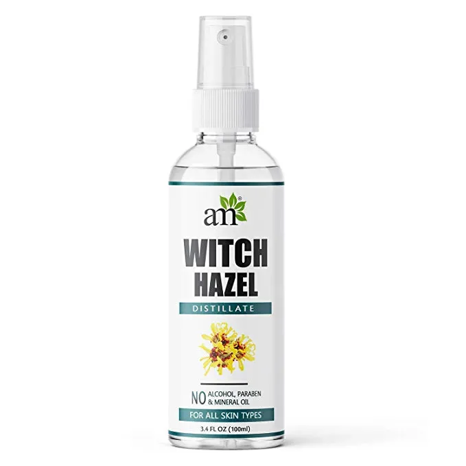 AromaMusk 100% Pure & Natural Witch Hazel Distillate Toner and Astringent, 100ml (No Alcohol, Chemical & Paraben Free )