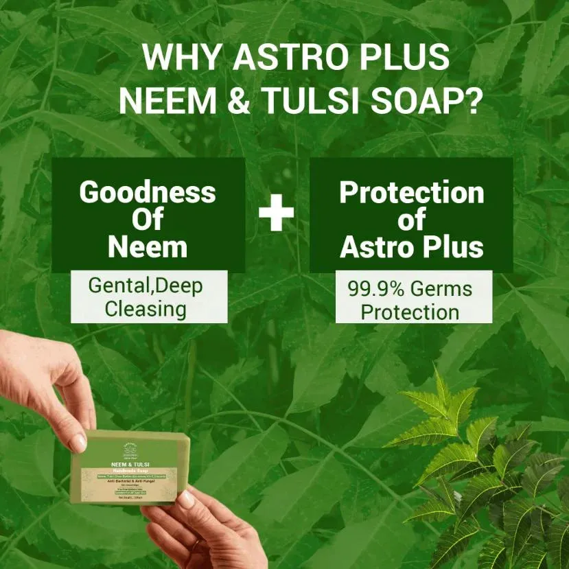 Astro Plus Home-Made Neem Tulsi Soap For Healthy Skin | Best Neem Soap For Acne and Pimples Removal.