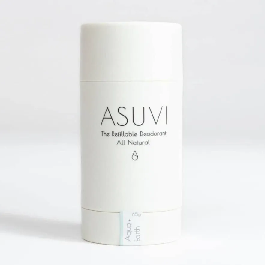 ASUVI - Deodorant Stick with Reusable Tube - Aqua   Earth (65g)