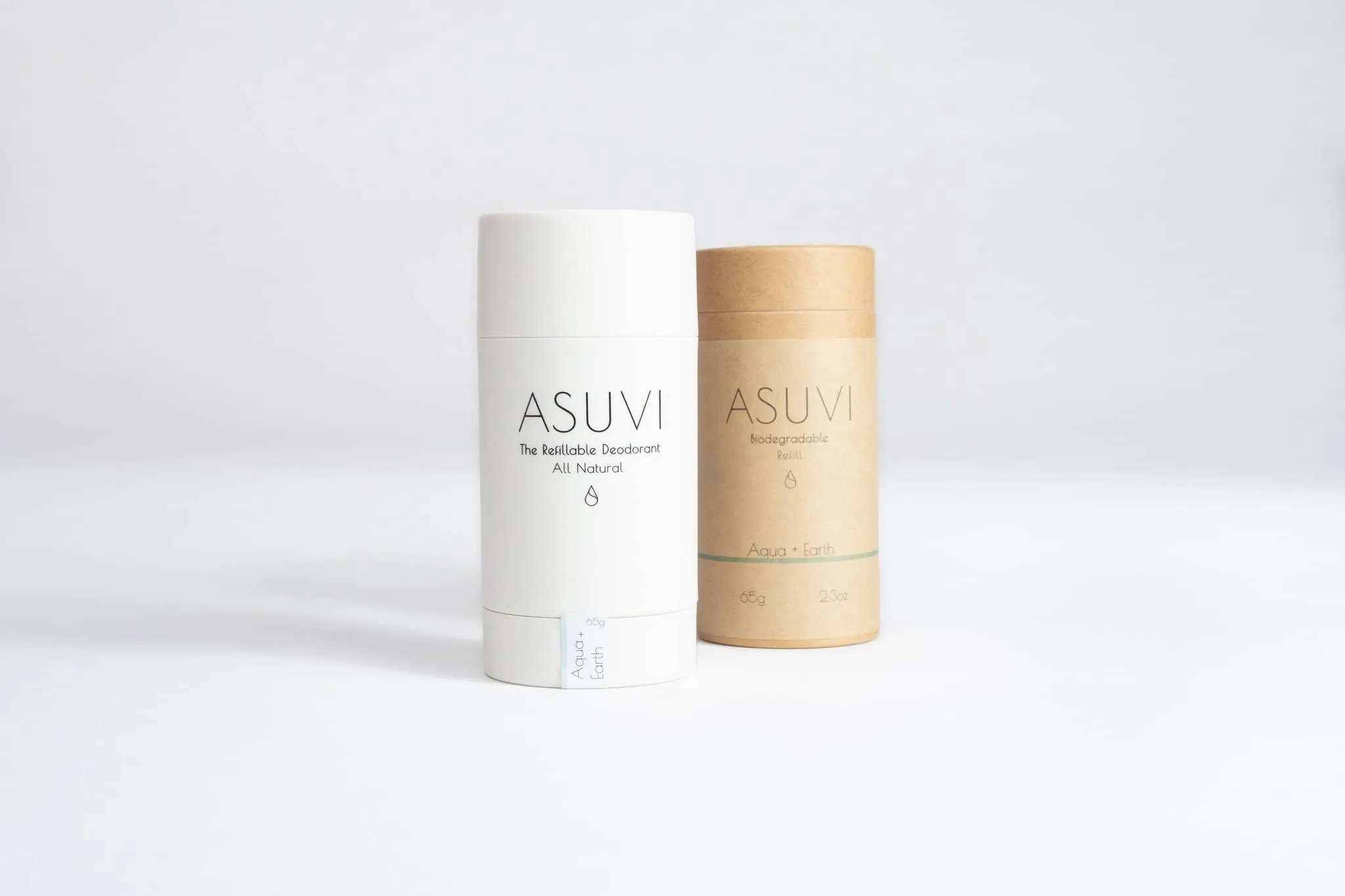 ASUVI - Deodorant Stick with Reusable Tube - Aqua   Earth (65g)