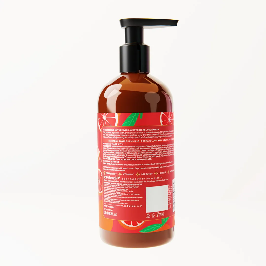 Atulya Grapefruit & Vitamin C Body Wash | Brightens Skin | Citrusy Fragrance | Hydrates and Nourishes | Paraben & SLS Free | Suitable for All Skin Types | 300 ML (Buy 5 Products & Get Rs.500 Off)