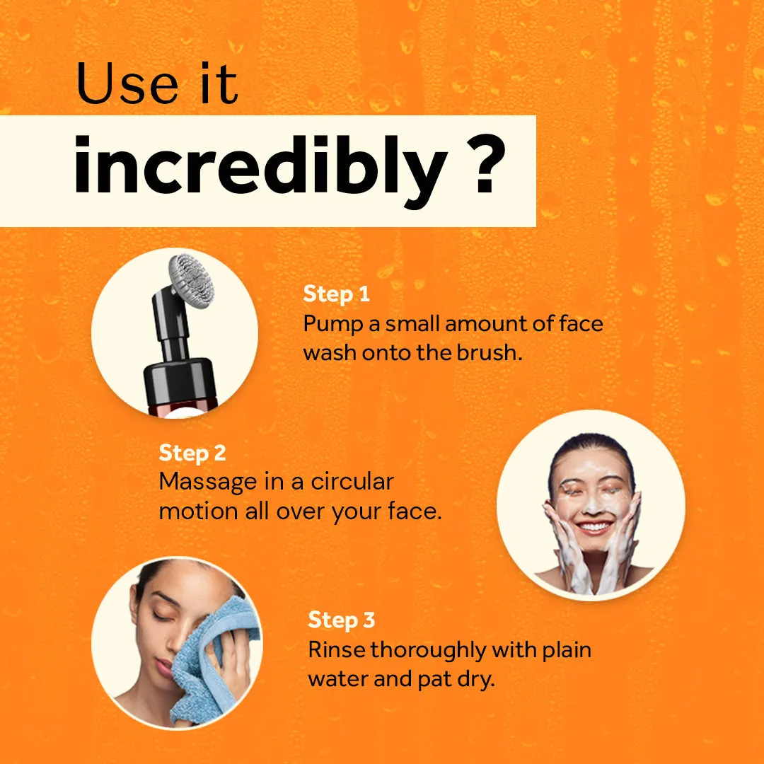 atulya Orange Peel Foaming Face Wash with Silicone Brush - 150ml (Buy Any3 Products & Save Rs.300 Use code : RS300)