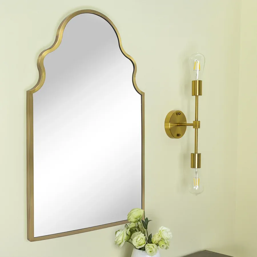Auriella Arched Stainless Steel Metal Framed Wall Mounted Bathroom Vanity Mirror