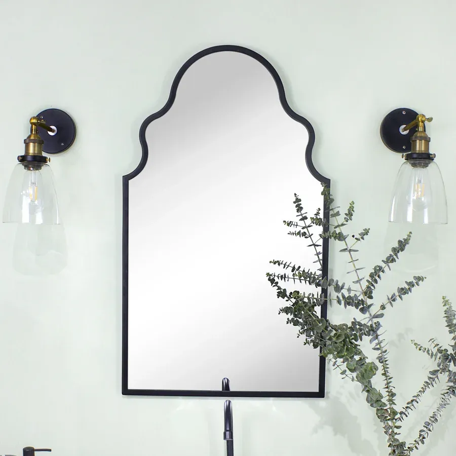 Auriella Arched Stainless Steel Metal Framed Wall Mounted Bathroom Vanity Mirror