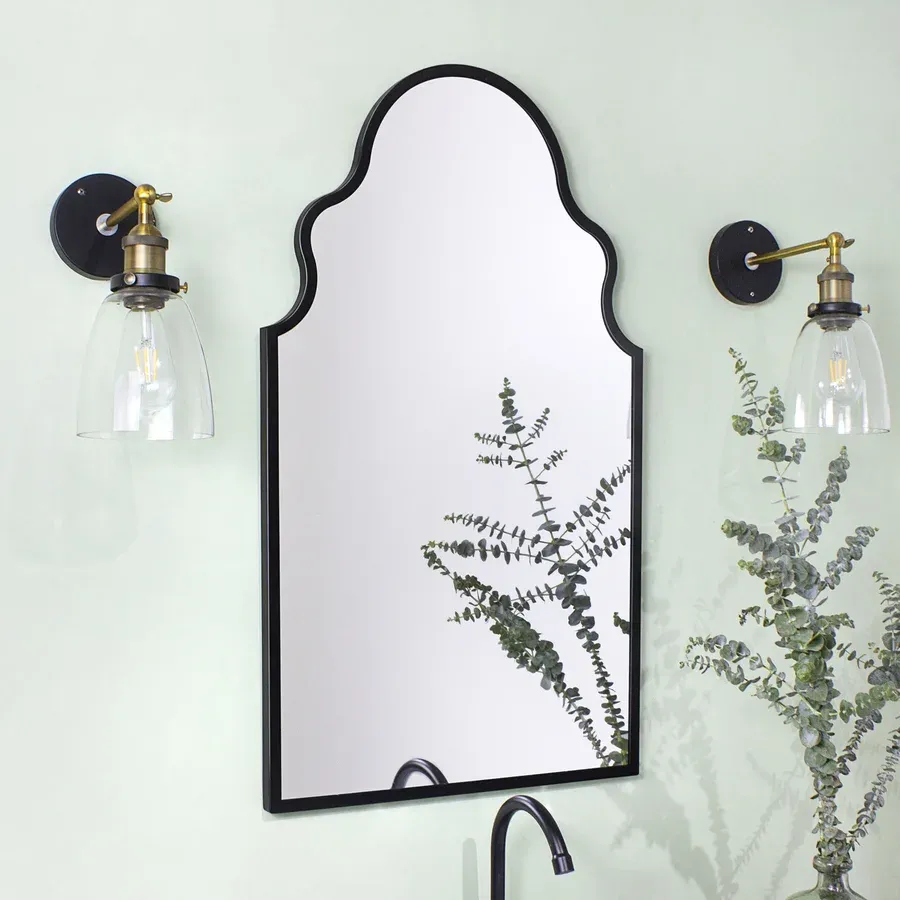 Auriella Arched Stainless Steel Metal Framed Wall Mounted Bathroom Vanity Mirror