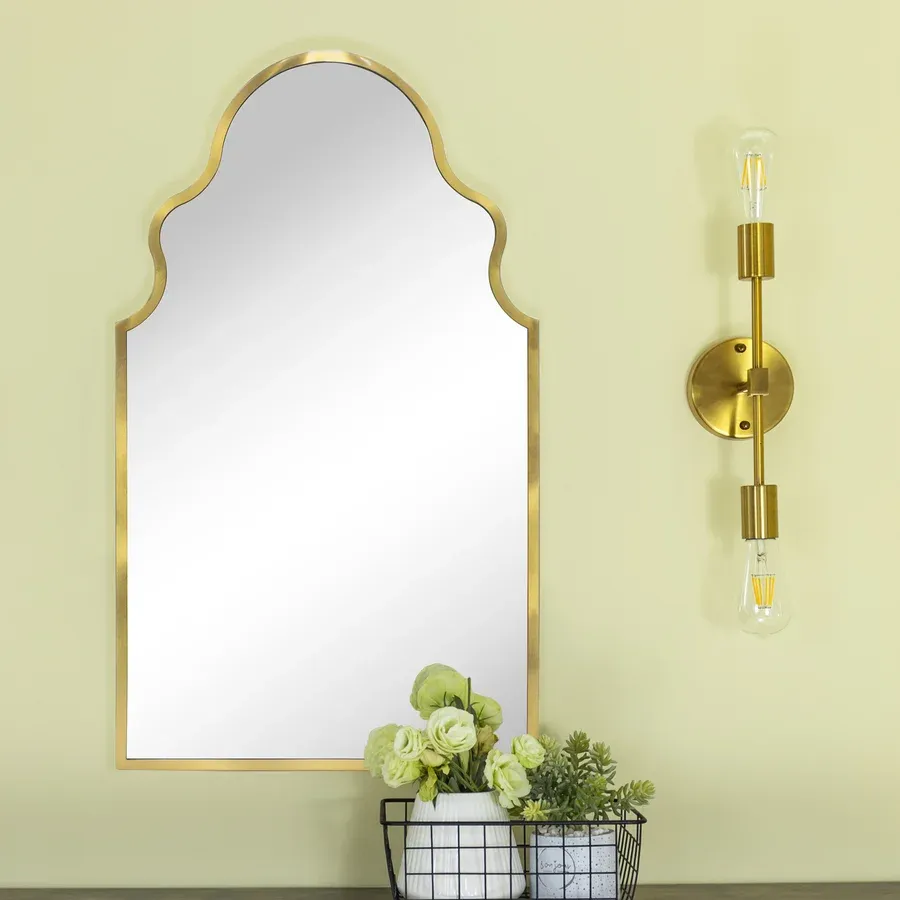 Auriella Arched Stainless Steel Metal Framed Wall Mounted Bathroom Vanity Mirror