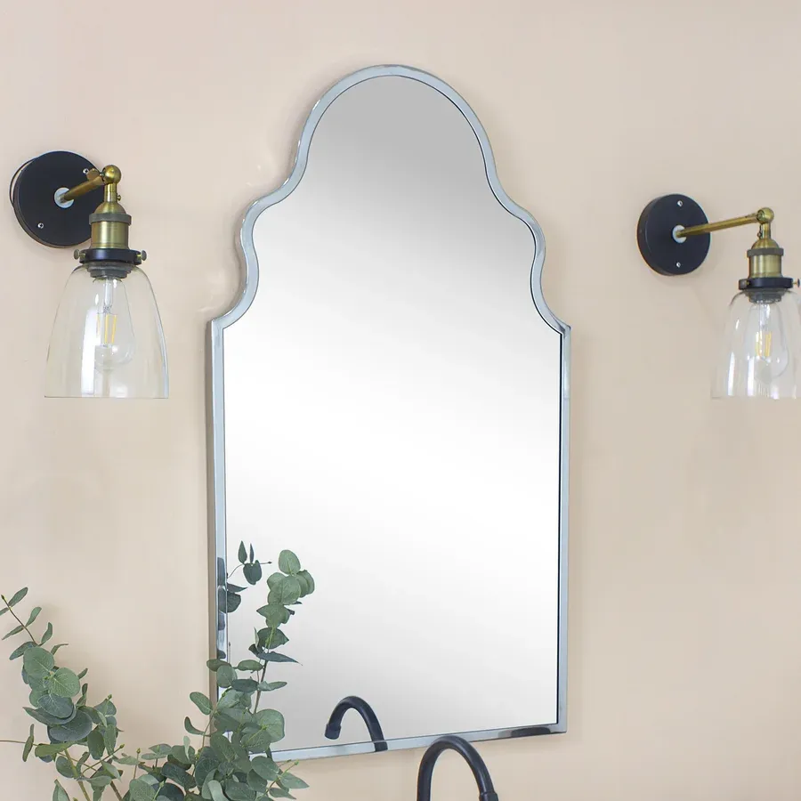 Auriella Arched Stainless Steel Metal Framed Wall Mounted Bathroom Vanity Mirror