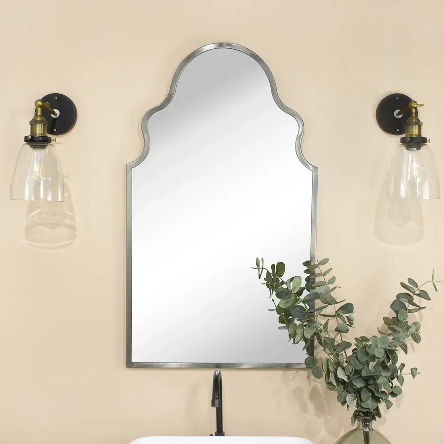 Auriella Arched Stainless Steel Metal Framed Wall Mounted Bathroom Vanity Mirror