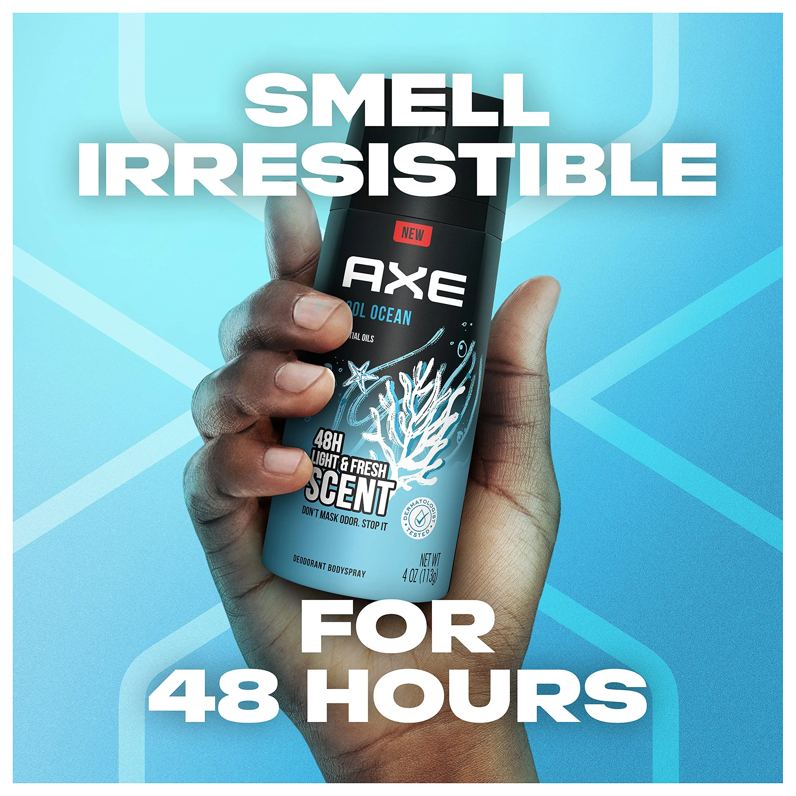 AXE Body Spray Deodorant For Long Lasting Odor Protection Cool Ocean All Day Fresh Scent Men's Deodorant Formulated Without Aluminum 4.0oz